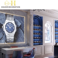 Vitrine de présentation de montres moderne en verre texturé gris clair pour boutique