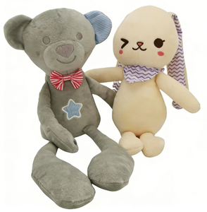 Uzun Bacaklı Peluş Oyuncak Ayı - Papyon ve Yıldız Süslemeli Sevimli Gri Peluş Ayı |   Yumuşak Bebek Çocuklar İçin Sarılma Oyuncağı Hediyesi - Product Image 2