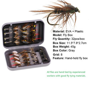 32 pcs/boîte leurre de pêche à la mouche truite nymphe kit de mouches assorties nymphes mouches sèches/humides boîte à mouches appâts de pêche à la mouche - Product Image 5
