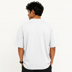 Camiseta blanca extragrande de algodón para hombre, manga corta, cuello redondo, estilo casual, jersey sólido, hecha en India - Product Image 3