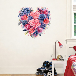 Bellissimi Adesivi Murali con Fiori Viola Dipinti e Farfalle, Decorazioni per Soggiorno e Camera da Letto, Carta da Parati Autoadesiva in PVC - Product Image 5