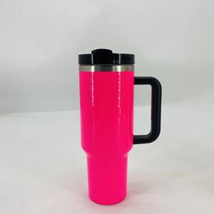 Custom 40oz Stainless Steel Car <b>Cups</b> Fluorescent Paint Vacuum <b>Insulated</b> Luminous Mug <b>with</b> Straw Handle for Coffee Beverages - Product Image 4