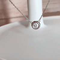 Collier pendentif bulle en CZ avec serti rond délicat pour femme, chaîne de clavicule empilable en argent sterling 925 plaqué or 18 carats