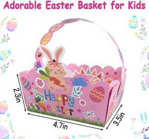 Panier de Pâques pour enfant paniers en papier de Pâques boîtes à friandises en vrac avec poignée pour bonbons biscuits artisanat <span class=keywords><strong>chasse</strong></span> aux œufs fête d'anniversaire sac <span class=keywords><strong>cadeau</strong></span> - Product Image 3