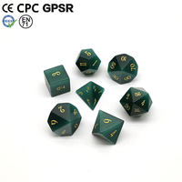 Ensemble de dés en pierre œil de chat verte, sculptés à la main, pierres précieuses naturelles, dés polyédriques pour les jeux de rôle de table D&D