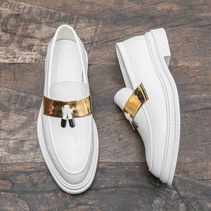 Mocasines con borlas Zapatos de vestir de boda blancos para hombre con diseño de moda superior de <span class=keywords><strong>charol</strong></span> duradero cómodo - Product Image 5