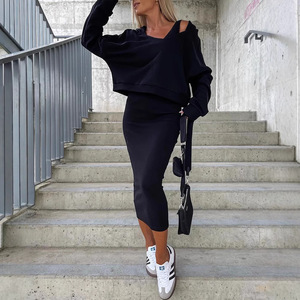 Nuevo Conjunto de Dos Piezas para Otoño e Invierno, Ropa de <span class=keywords><strong>Mujer</strong></span>, Sudadera con Capucha y Cuello en V, Venta al Por Mayor - Product Image 1