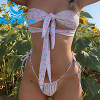 Maillot de bain en tissu Nylon à rayures pour jeunes filles, Bikini pour adolescentes