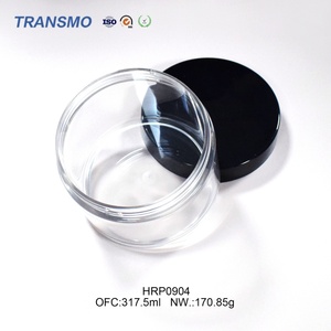 Pot cosmétique rond de 300 ml, très vendu, en plastique transparent, pour lotion capillaire, crème, avec différentes options de couvercles en plastique - Product Image 1