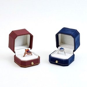 Custom European Octagonal Gold Border Buckle Jewelry Packaging Edge Ring Box <b>Storage</b> Jewelry <b>Boxes</b> - Product Image 4