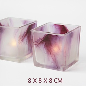 Nouveauté : Porte-bougie carré en verre de 8 cm, carte du <span class=keywords><strong>monde</strong></span> colorée, dîners aux chandelles, bougies parfumées DIY, pots à bougies - Product Image 1