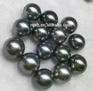 Perla Negra tahiti de alta calidad, redonda, perfecta, 11-12mm
