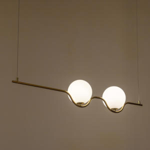 Lámpara colgante LED de araña de oro Lámpara de cristal de ópalo de metal dorado para uso doméstico - Product Image 5