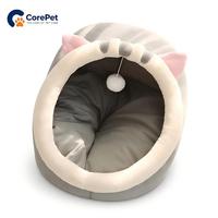 Nid pour chat semi-fermé, lit pour animaux de compagnie en peluche, maison-caverne confortable, couverture respirante, maintien au chaud, fond antidérapant pour chats, petits chiens et autres animaux
