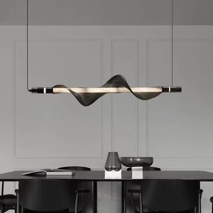 Bán buôn thiết kế hiện đại <span class=keywords><strong>LED</strong></span> dài loại Thiết kế <span class=keywords><strong>LED</strong></span> Chandelier whitenet Đen 98cm treo chiếu sáng lịch thi đấu - Product Image 3