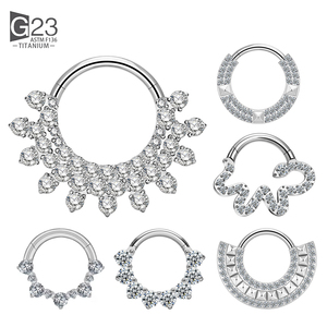 Anneau de piercing en titane ASTM F136 pour oreille, nez, cartilage, avec zircone cubique, anneaux segmentés, clicker, anneau de tragus, bijoux - Product Image 3