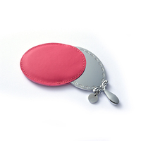 Étui en PU au détail fantaisie moderne vanité poche compacte mini miroir ovale de poche ensemble avec poignée