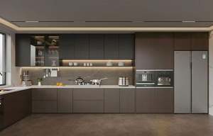 Armoires de cuisine italiennes sur mesure Balom, plan ouvert, finition mate, rangement dissimulé, éclairage LED, écologiques, ignifuges, garantie 5 ans et plus - Product Image 6