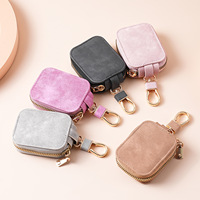 Étui pour écouteurs universel en cuir PU personnalisé, couleur unie, étui de protection design pour AirPods, étui pour écouteurs sans fil tendance