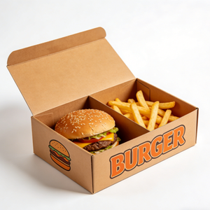 Kişiselleştirilmiş Özel Baskılı Logolu Çevre Dostu Biyobozunur Fast Food Kalitesinde Oluklu Mukavva Ambalaj Hamburger Patates Kızartması Kutusu - Product Image 3