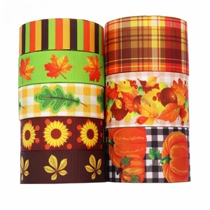 Bán buôn Grosgrain mặt duy nhất 100% polyester kẻ sọc Maple in trang trí mùa thu Băng - Product Image 2