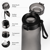 Bouteille d'eau aromatisée en plastique PP de qualité alimentaire 650 ml avec logo personnalisé, saveur fruitée, pour la gym et les voyages