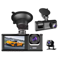 Cámara para Auto de 3 Canales 1080p HD, Grabador de Video para Auto con Cámara Delantera, Trasera e Interior, Caja Negra DVR, Grabación de Conducción