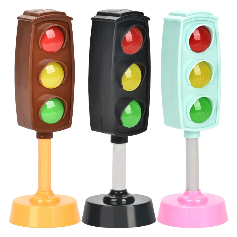 Kids Early Education Mini Traffic Sign Toys With Light And Sound simulation model Plastic Traffic Light Toy