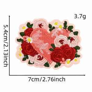 Parche Bordado Termoadhesivo con Corazón Rosa de Dibujos Animados para el Día de San Valentín, para Ropa y Accesorios - Product Image 4
