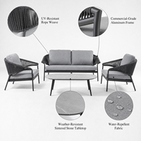 Conjunto de Sofás Modernos para Exteriores, Resistentes a los Rayos UV, con Tejido de Cuerda, Muebles de Jardín de Aluminio para Patio, Hotel, Resort, Terraza junto a la Piscina