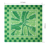 Tapis de mahjong américain de 31,5 pouces avec imprimé feuille de bananier, couverture de table de mahjong antidérapante avec dos en caoutchouc et atténuation du bruit