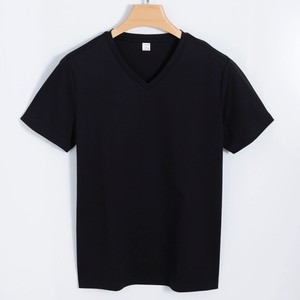 Camiseta de Hombre de Alta Gama, de Algodón Mercerizado de Doble Cara, Cuello en V, Color Sólido, Estilo Vintage, Ajustada, Transpirable y Resistente a los Rayos UV - Product Image 2