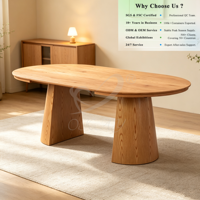 Table à manger en MDF OKAY, style minimaliste moderne, extensible, ovale, base conique stable, taille personnalisée, meubles de salle à manger