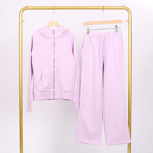 Dropshipping Resell Vendor Crop <b>Top</b> Sweatshirt Hoodie and Sweat Pants Set Womens Yoga Wear Ropa Deportiva Zip up Pullover - Product Image 6