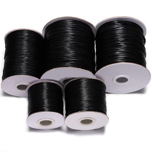 <b>Black</b> Pu Leather Cord 1mm 50m Waxed For Jewelry Making <b>Necklace</b> Bracelet <b>Stringing</b> Cord - Product Image 1