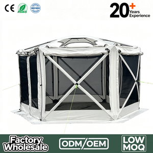 Tente pop-up pliable avec mât supérieur, grande capacité, espace <span class=keywords><strong>de</strong></span> camping avec parois latérales en Oxford enroulables - Product Image 1