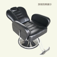 Chaise de styliste de salon inclinable hydraulique en cuir synthétique noir pas cher avec appui-tête pour l'école, l'hôpital, l'hôtel