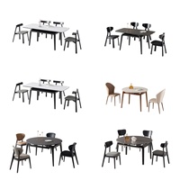 Ensemble de salle à manger moderne de haute qualité avec 4 chaises à coussins doux et table ronde