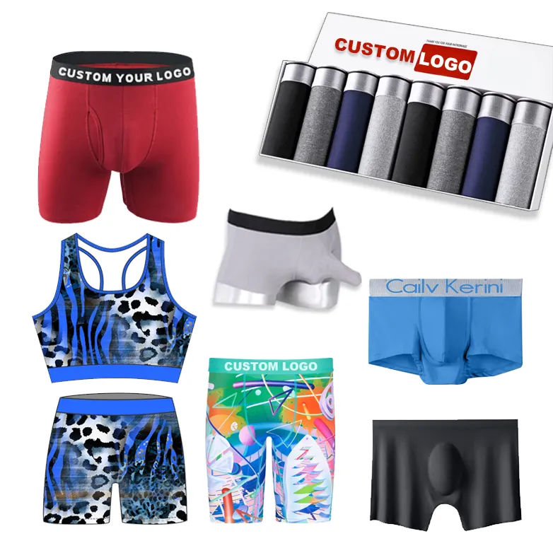 Factory custom logo designer brand polyester swimwear cotton cuecas seamless briefs women set men's boxer briefs short underwear