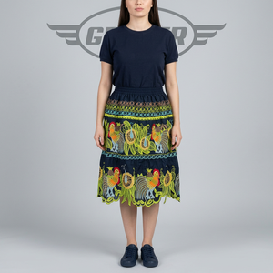 Jupes plissées brodées en coton 100% pour femmes, style Pohnpei STREETWEAR, imprimé floral tropical, volants, nœud à nouer, fente, jupe de plage - Product Image 1