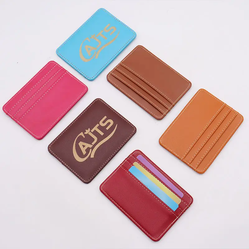 Hot Sales PU Leather Card Holder Women 6 Color Laser Engraved Credit Card Holder Bank Cards Purse Wallet