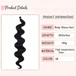 Extensions de cheveux synthétiques pré-étirées pour tresses au crochet, trame simple, ondulation naturelle, 26 pouces, vente en gros, perruques tressées africaines style bohème - Product Image 2