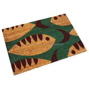 high durable door Jute mats printed welcome coir mats Rubber backed non brush mats with 45 * 75cm