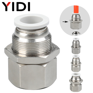<span class=keywords><strong>PMF</strong></span> 4mm 6mm 8mm 10mm a 1/8 1/4 3/8 1/2 BSP R Rosca hembra Latón Push in Fit Air Fitting Neumático para conector de tubo de manguera de aire - Product Image 3