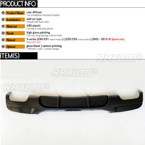 Diffuseur E92, Spoiler de pare-chocs arrière noir brillant pour BMW Série 3 E9X E90 E91 E92 E93 M Sport 316i 318i 320i 323i - Product Image 5