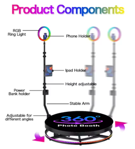 Photomaton 360° 68/80/100cm Prêt à l'emploi Compatible iPad Appareil <span class=keywords><strong>Photo</strong></span> Reflex Smartphone Métal Wi-Fi Télécommande Contrôle par <span class=keywords><strong>Application</strong></span> - Product Image 2