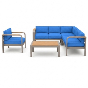 Set Divano Componibile a L Minimalista con Cuscini in Peluche Anti-Sbiadimento per Terrazza e Villa, Struttura Quadrata Stabile, Arredamento Completo per Salotto - Product Image 1