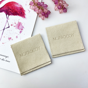 Fine Luxury Beige Microfiber Suede Velvet Bag Custom Jewelry Pouch with logo Jewelry Bag with Flap for Jewelry Packaging Display - Product Image 1