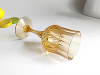 Verre à vin rouge en plastique PS pour flûte, verre à cocktail vintage, verres à pied à motif diamant, style rétro coloré, 201-300 ml