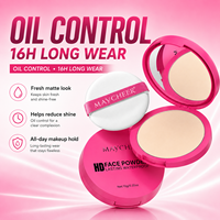 Poudre compacte pressée en stock, contrôle du sébum 16H, résistante à l'eau et à la transpiration, effet soft focus, pour fixer et retoucher le maquillage, prix de gros